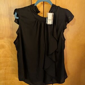 New York & Company Black Ruffle Blouse